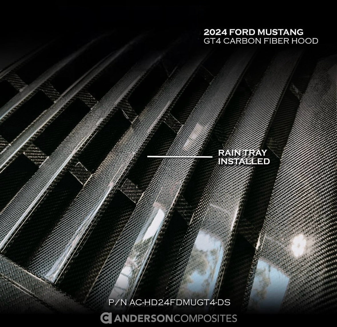 Anderson Composites 2024 Ford Mustang Type-GT4 Double Sided Carbon Fiber Hood