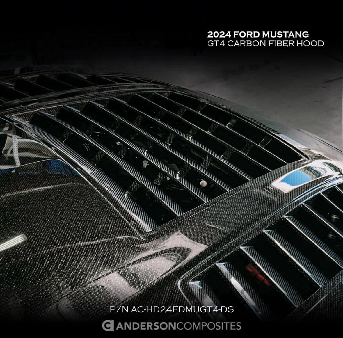 Anderson Composites 2024 Ford Mustang Type-GT4 Double Sided Carbon Fiber Hood