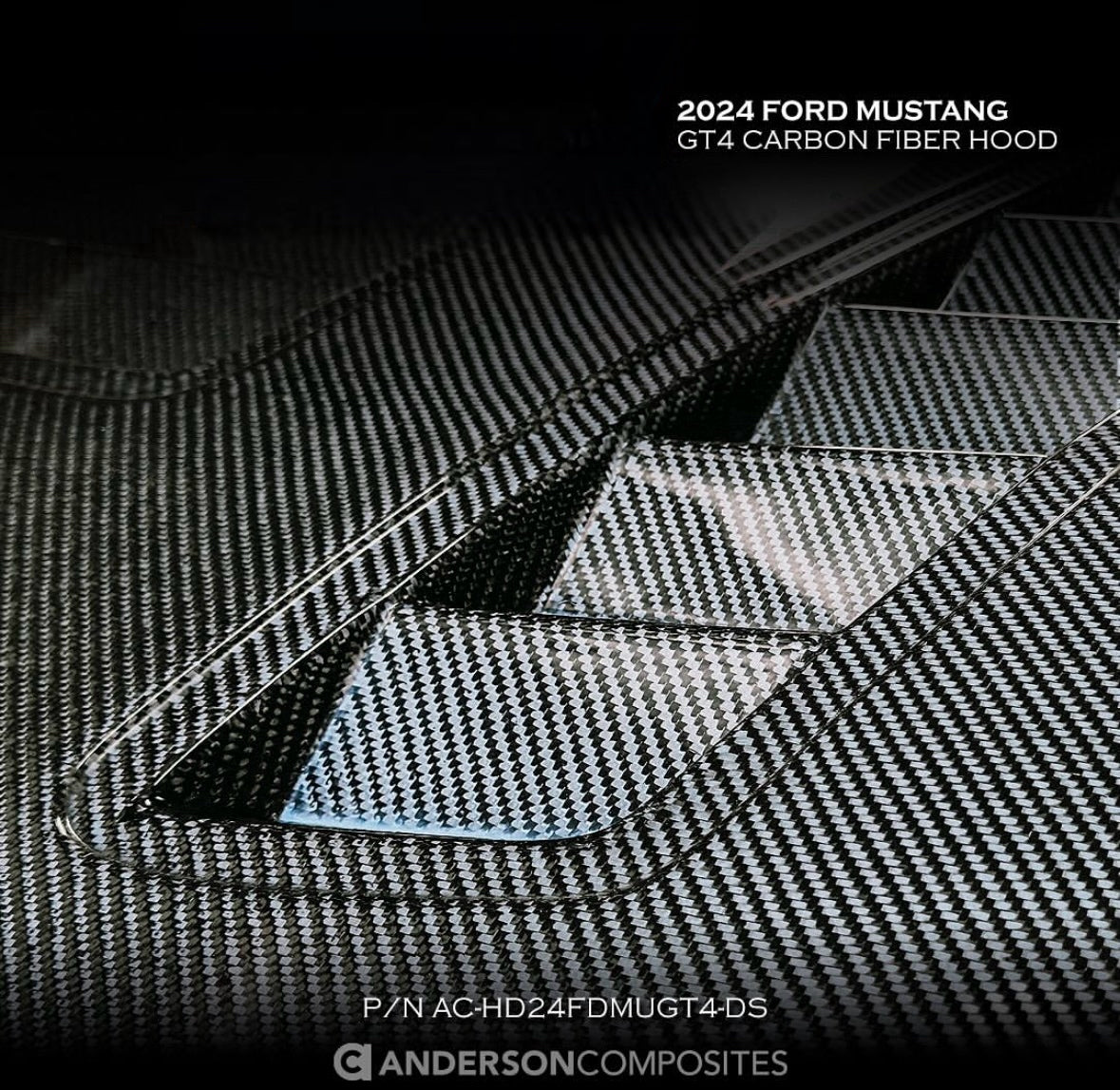 Anderson Composites 2024 Ford Mustang Type-GT4 Double Sided Carbon Fiber Hood