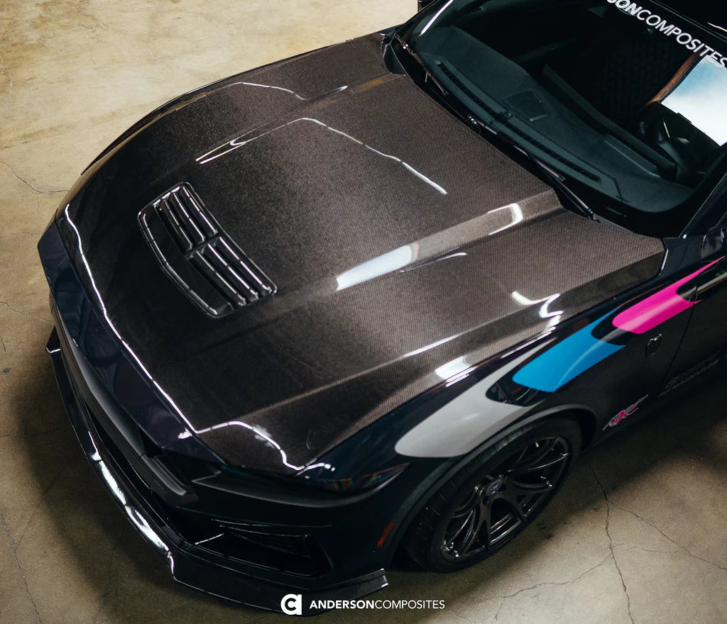 Anderson Composites 2024 FORD MUSTANG TYPE-OE DOUBLE SIDED CARBON FIBER HOOD