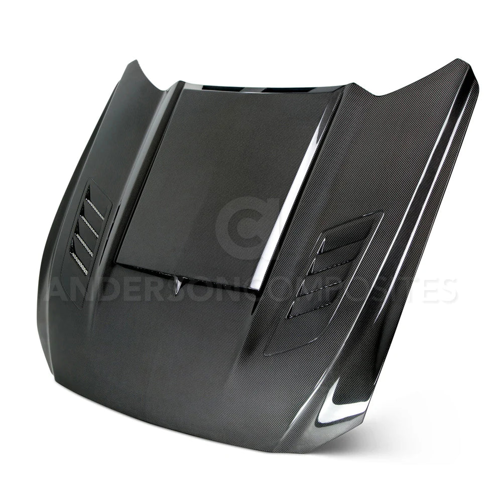 Anderson Composites 2015-2017 MUSTANG DOUBLE SIDED CARBON FIBER RAM AIR HOOD