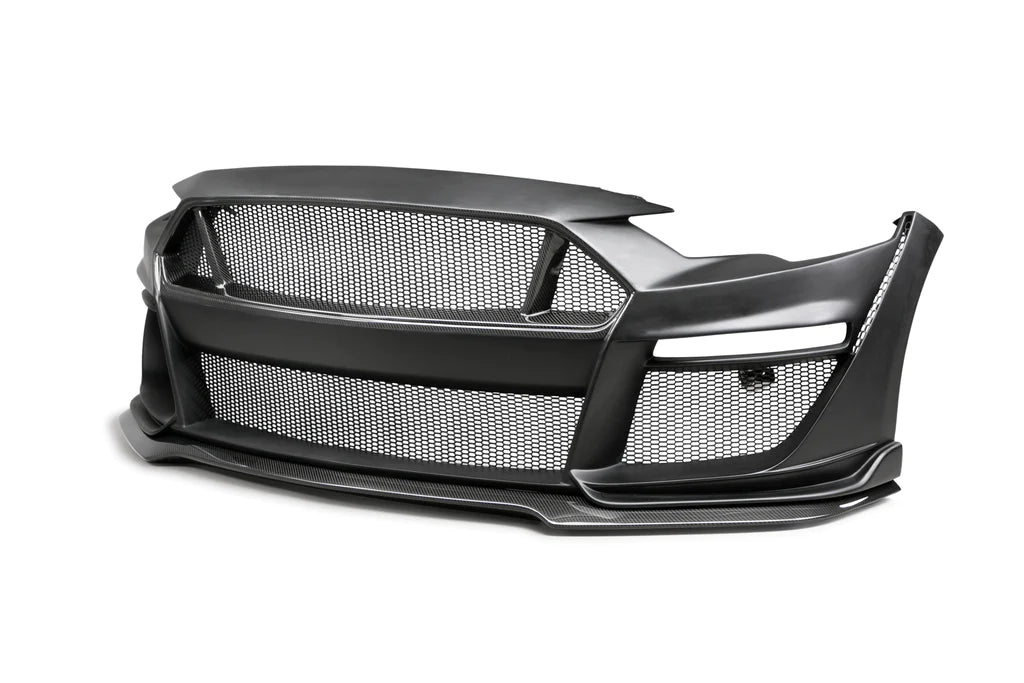 Anderson Composites 2018-2023 FORD MUSTANG TYPE-ST (GT500 STYLE) FIBERGLASS FRONT BUMPER WITH CARBON FIBER GRILLE/FRONT LIP