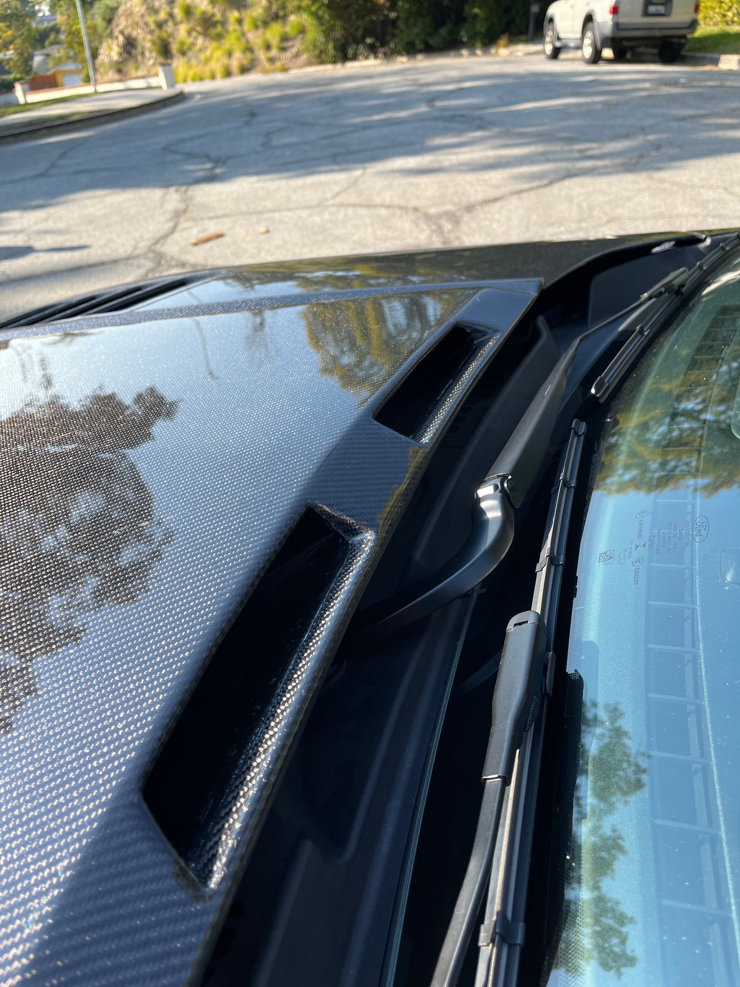 Anderson Composites 2018-2023 FORD MUSTANG RAM AIR DOUBLE SIDED CARBON FIBER HOOD