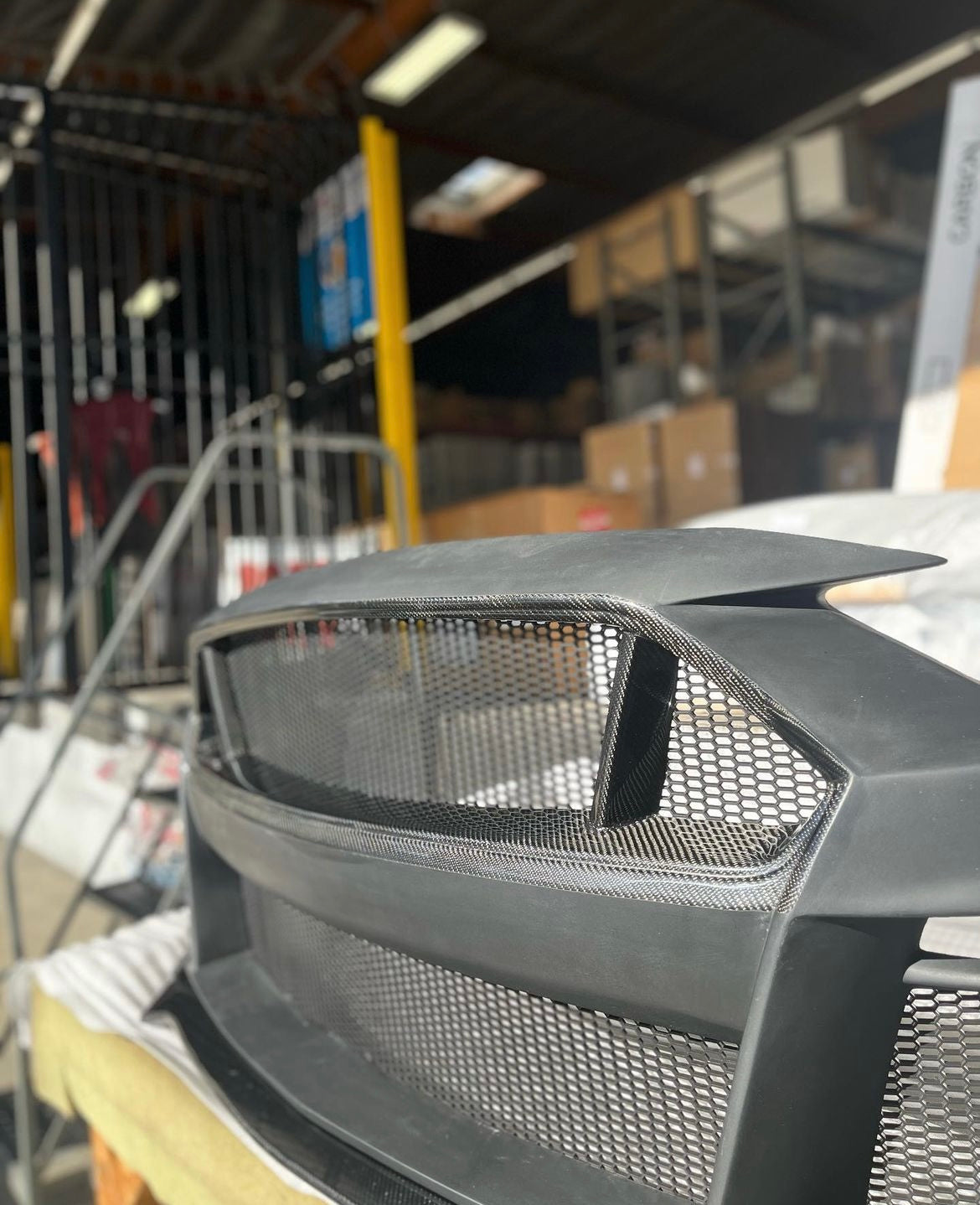 Anderson Composites 2018-2023 FORD MUSTANG TYPE-ST (GT500 STYLE) FIBERGLASS FRONT BUMPER WITH CARBON FIBER GRILLE/FRONT LIP