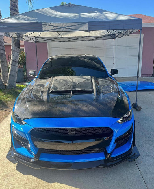 Anderson Composites 2018-2023 FORD MUSTANG RAM AIR DOUBLE SIDED CARBON FIBER HOOD
