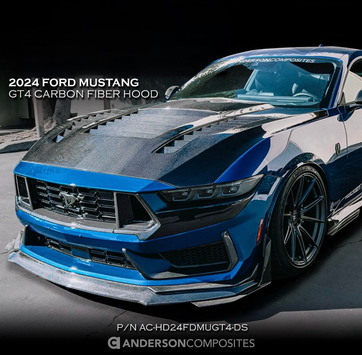 Anderson Composites 2024 Ford Mustang Type-GT4 Double Sided Carbon Fiber Hood