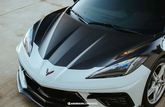 Anderson Composites 2020-2023 CORVETTE C8 STINGRAY TYPE-OE DRY CARBON FIBER FRONT HOOD