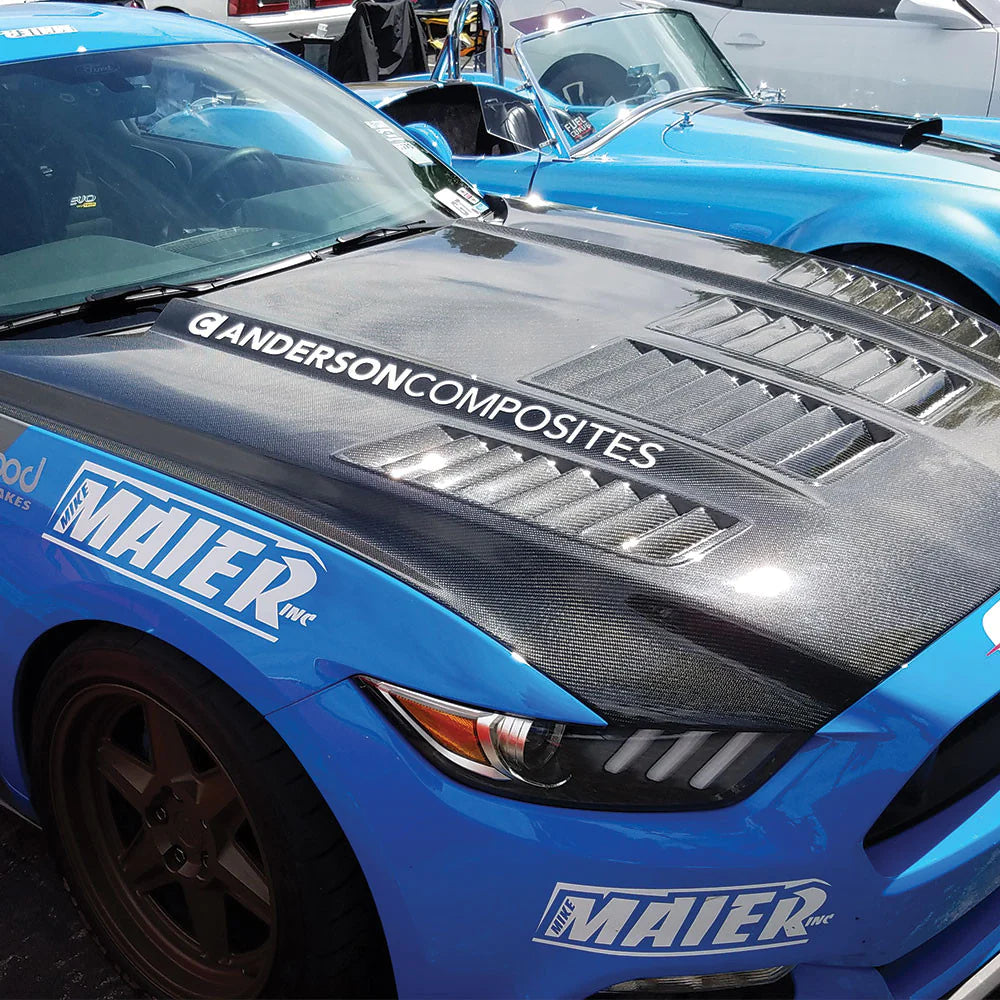 Anderson Composites 2015-2017 MUSTANG DOUBLE-SIDED CARBON FIBER TYPE-TW HOOD