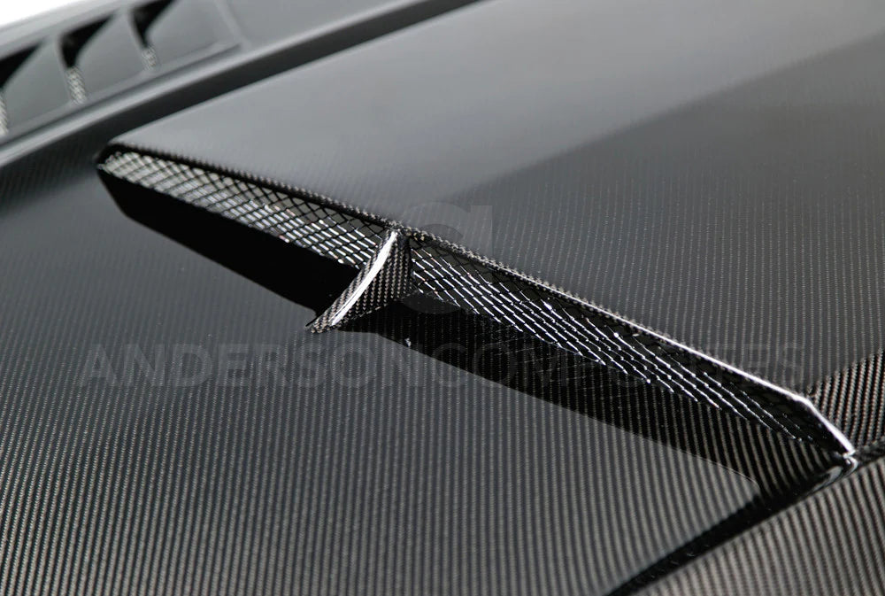 Anderson Composites 2015-2017 MUSTANG DOUBLE SIDED CARBON FIBER RAM AIR HOOD