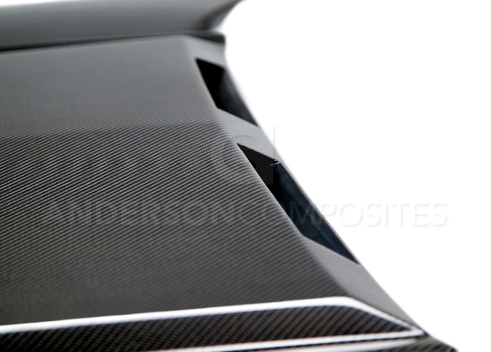 Anderson Composites 2015-2017 MUSTANG DOUBLE SIDED CARBON FIBER RAM AIR HOOD