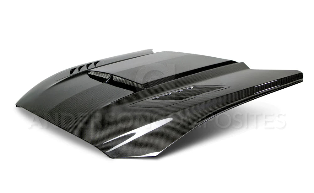 Anderson Composites 2015-2017 MUSTANG DOUBLE SIDED CARBON FIBER RAM AIR HOOD