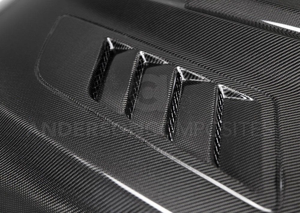 Anderson Composites 2015-2017 MUSTANG DOUBLE SIDED CARBON FIBER RAM AIR HOOD