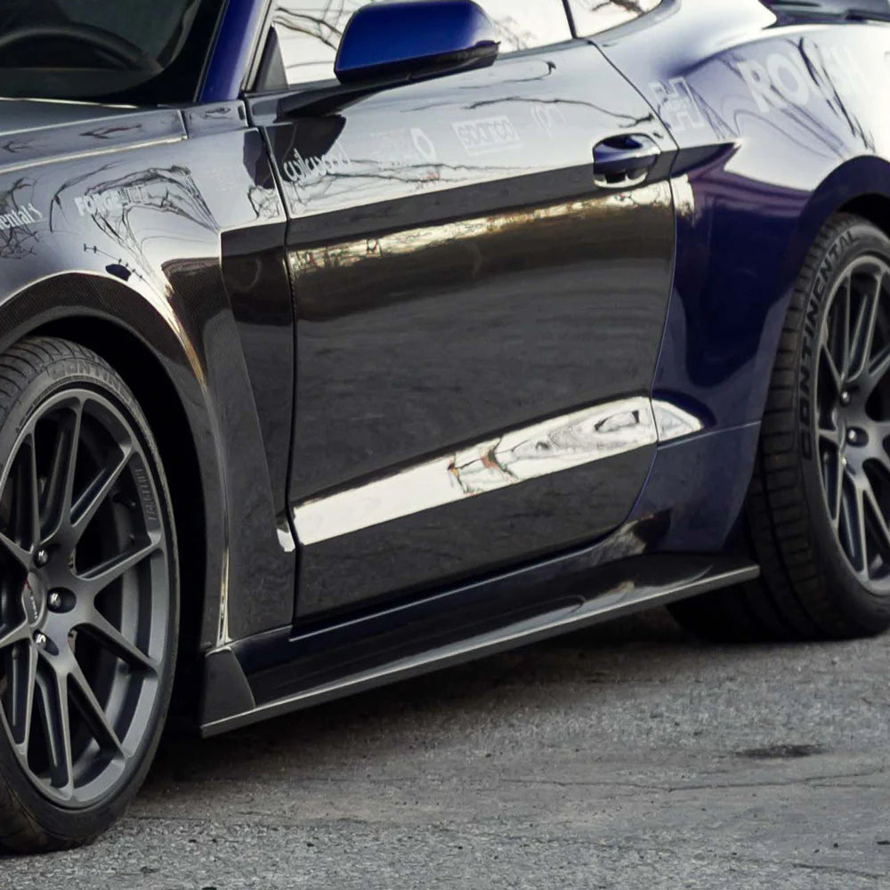 Anderson Composites 2015 - 2023 MUSTANG GT350 STYLE CARBON FIBER SIDE ROCKER PANEL SPLITTERS (PAIR)