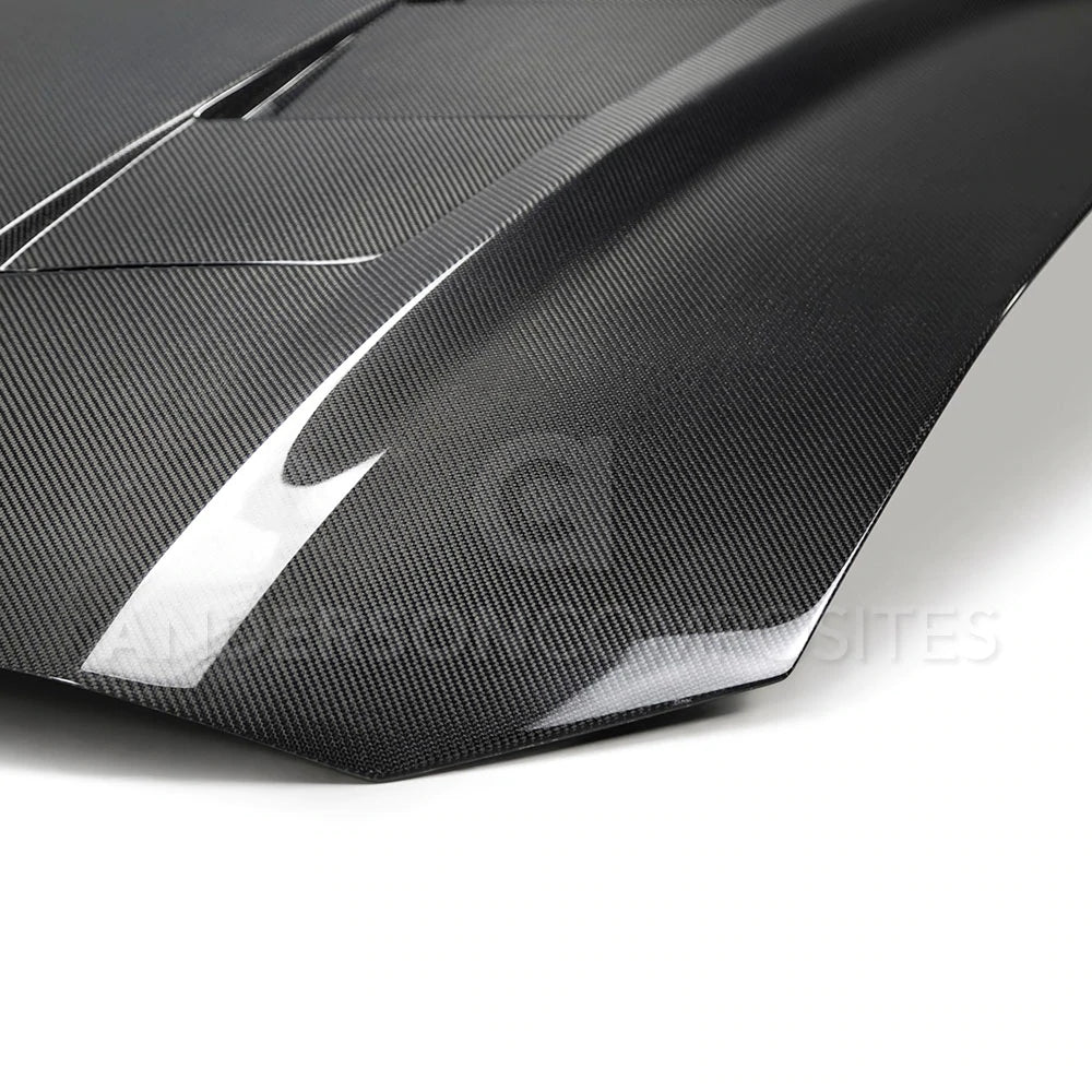 2018-2023 FORD MUSTANG TYPE-SA DOUBLE SIDED CARBON FIBER HEAT EXTRACTOR HOOD