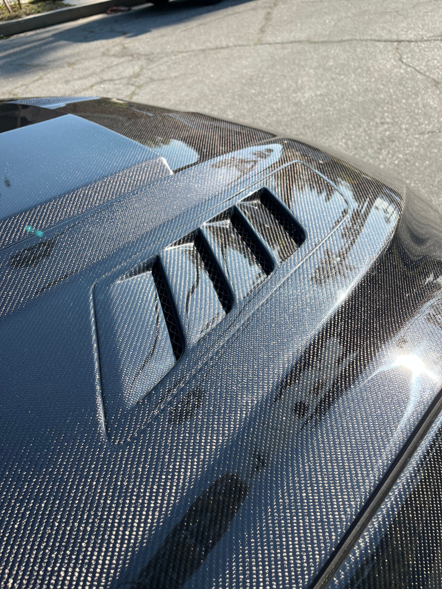 Anderson Composites 2018-2023 FORD MUSTANG RAM AIR DOUBLE SIDED CARBON FIBER HOOD