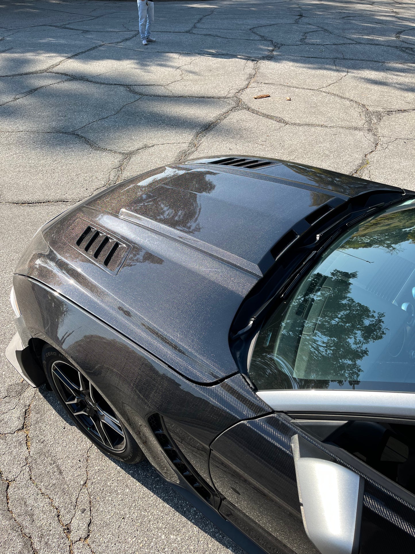 Anderson Composites 2018-2023 FORD MUSTANG RAM AIR DOUBLE SIDED CARBON FIBER HOOD