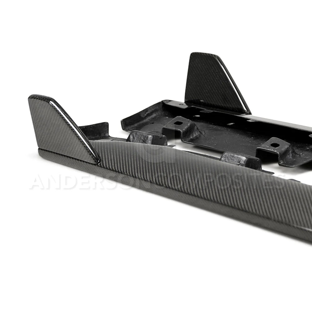 Anderson Composites 2015 - 2023 MUSTANG GT350 STYLE CARBON FIBER SIDE ROCKER PANEL SPLITTERS (PAIR)