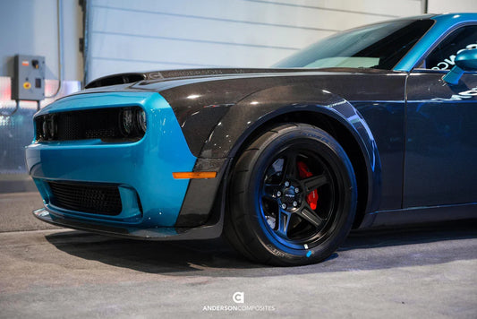 Anderson Composites 2018 - 2023 DODGE CHALLENGER HELLCAT WIDEBODY/DEMON/REDEYE CARBON FIBER FRONT FENDER FLARE EXTENSIONS