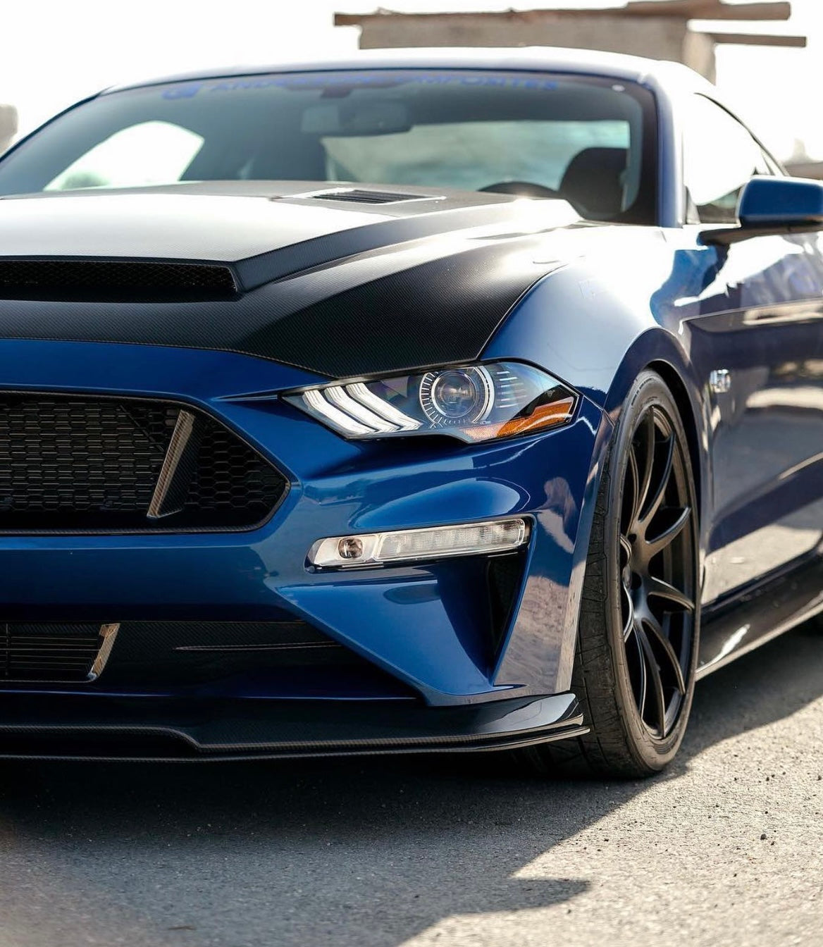 2018-2023 FORD MUSTANG SUPER SNAKE STYLE DOUBLE SIDED CARBON FIBER HOOD