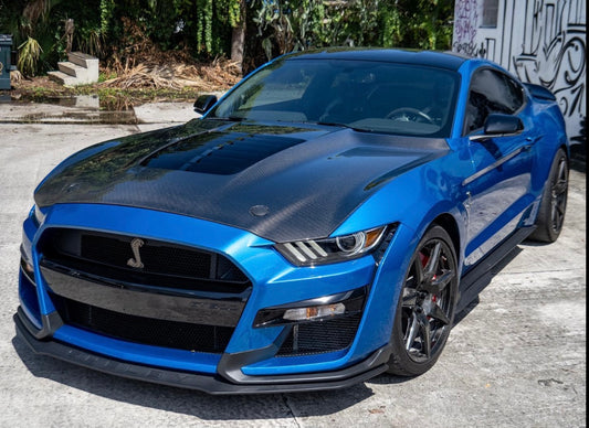 2020 - 2022 MUSTANG SHELBY GT500 DOUBLE SIDED CARBON FIBER HOOD