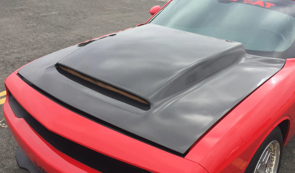 ANDERSON COMPOSITES 2018-2023 DODGE CHALLENGER DEMON COWL-STYLE CARBON FIBER HOOD