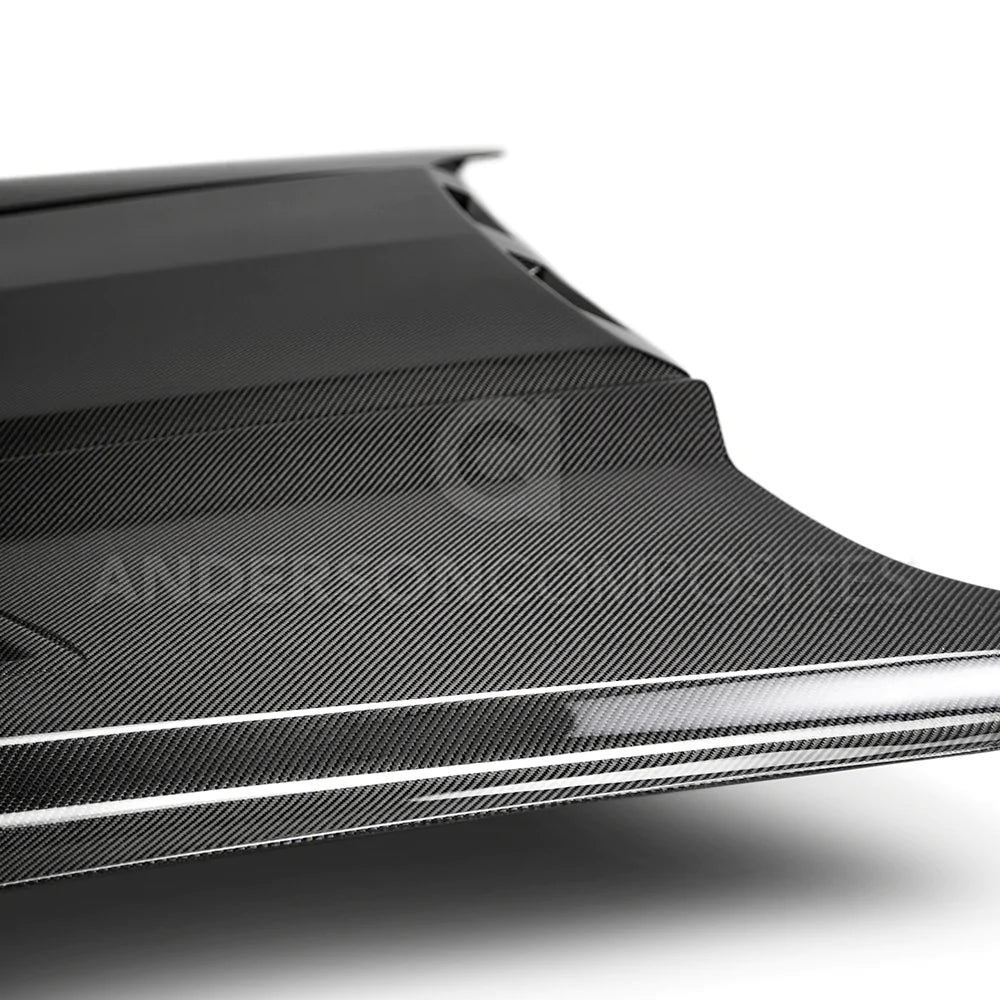 Anderson Composites 2018-2023 FORD MUSTANG RAM AIR DOUBLE SIDED CARBON FIBER HOOD