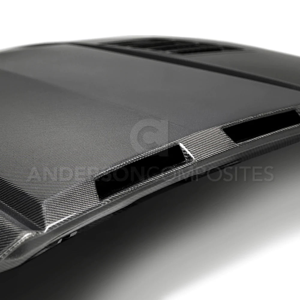 Anderson Composites 2018-2023 FORD MUSTANG RAM AIR DOUBLE SIDED CARBON FIBER HOOD