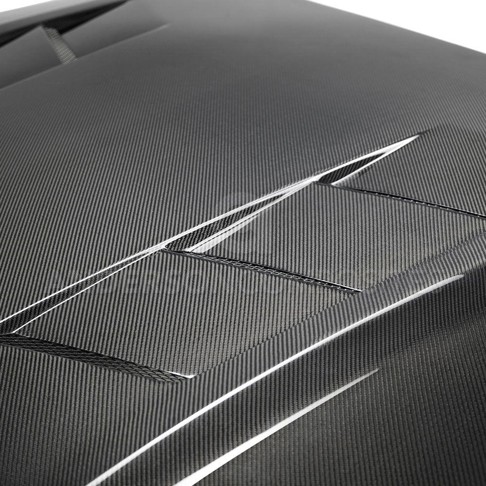 2018-2023 FORD MUSTANG TYPE-SA DOUBLE SIDED CARBON FIBER HEAT EXTRACTOR HOOD