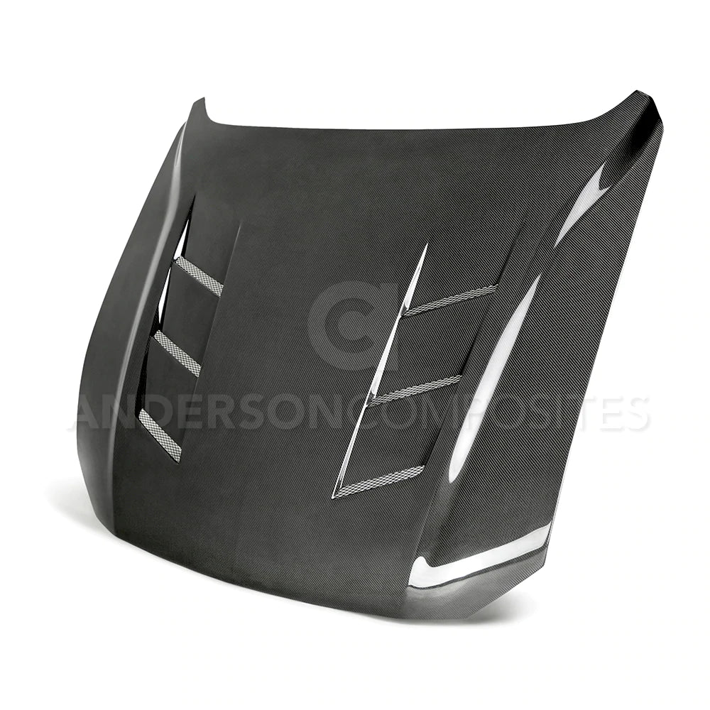 2018-2023 FORD MUSTANG TYPE-SA DOUBLE SIDED CARBON FIBER HEAT EXTRACTOR HOOD
