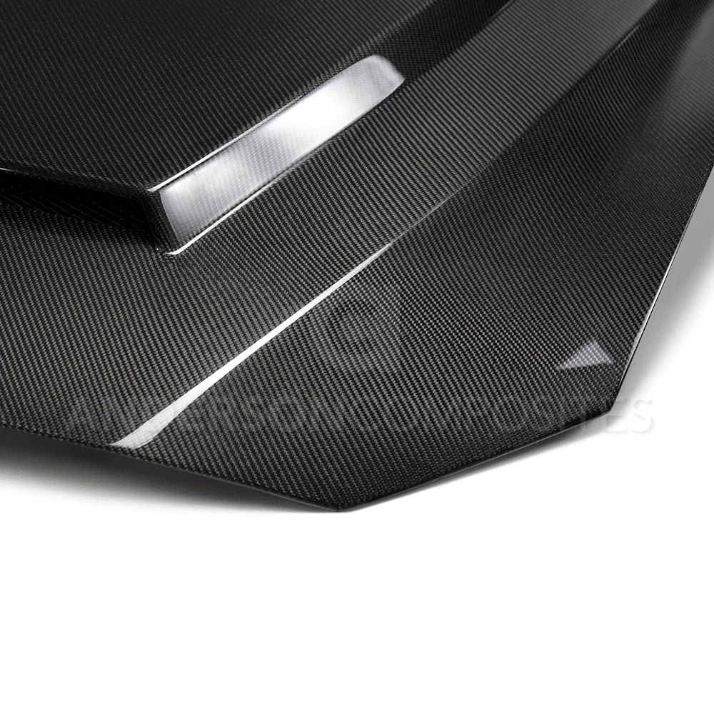 2018-2023 FORD MUSTANG SUPER SNAKE STYLE DOUBLE SIDED CARBON FIBER HOOD