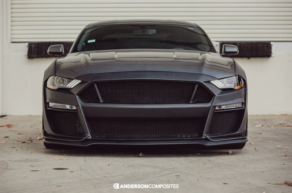 Anderson Composites 2018 - 2023 FORD MUSTANG TYPE-ST (GT500 STYLE) FIBERGLASS FRONT BUMPER WITH FIBERGLASS GRILLE/FRONT LIP