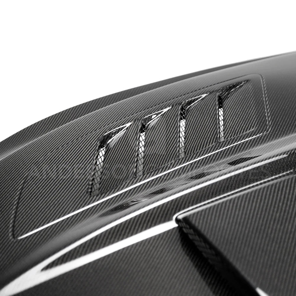 Anderson Composites 2018-2023 FORD MUSTANG RAM AIR DOUBLE SIDED CARBON FIBER HOOD