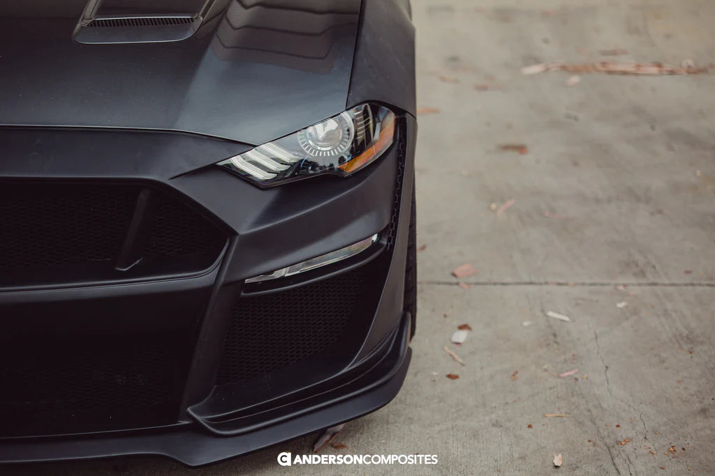 Anderson Composites 2018 - 2023 FORD MUSTANG TYPE-ST (GT500 STYLE) FIBERGLASS FRONT BUMPER WITH FIBERGLASS GRILLE/FRONT LIP