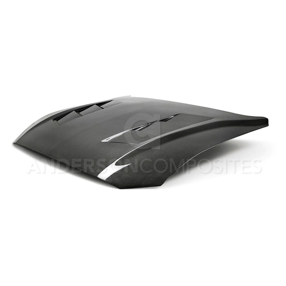 2018-2023 FORD MUSTANG TYPE-SA DOUBLE SIDED CARBON FIBER HEAT EXTRACTOR HOOD