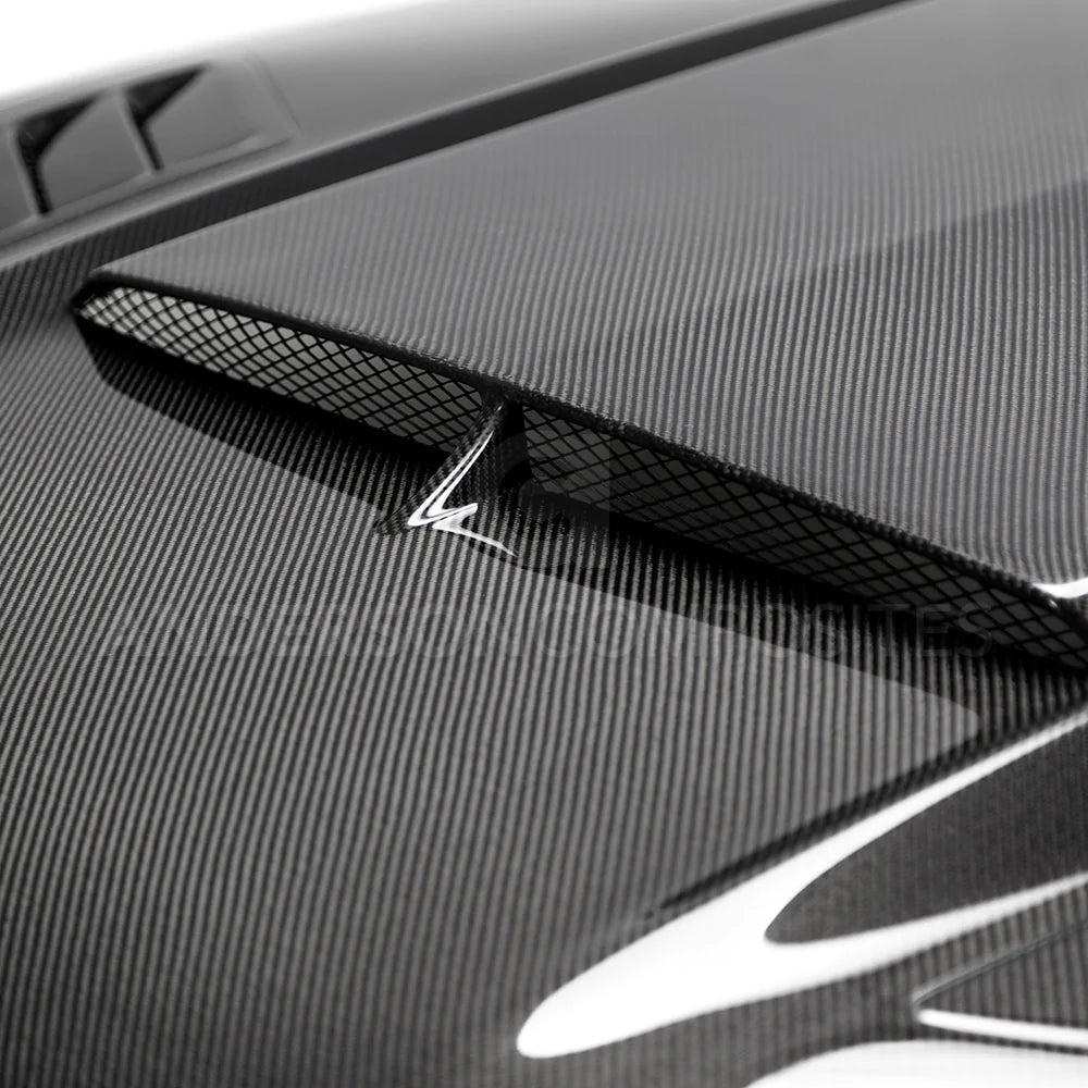 Anderson Composites 2018-2023 FORD MUSTANG RAM AIR DOUBLE SIDED CARBON FIBER HOOD