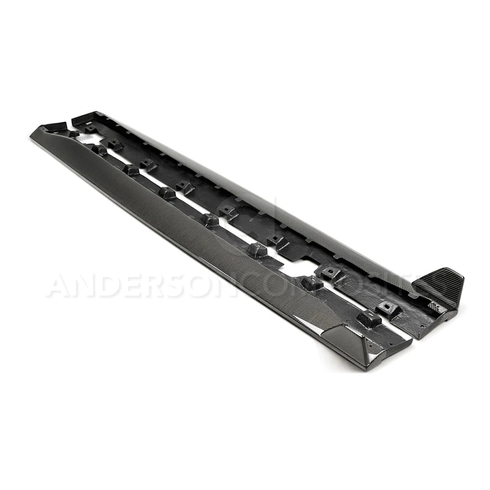 Anderson Composites 2015 - 2023 MUSTANG GT350 STYLE CARBON FIBER SIDE ROCKER PANEL SPLITTERS (PAIR)