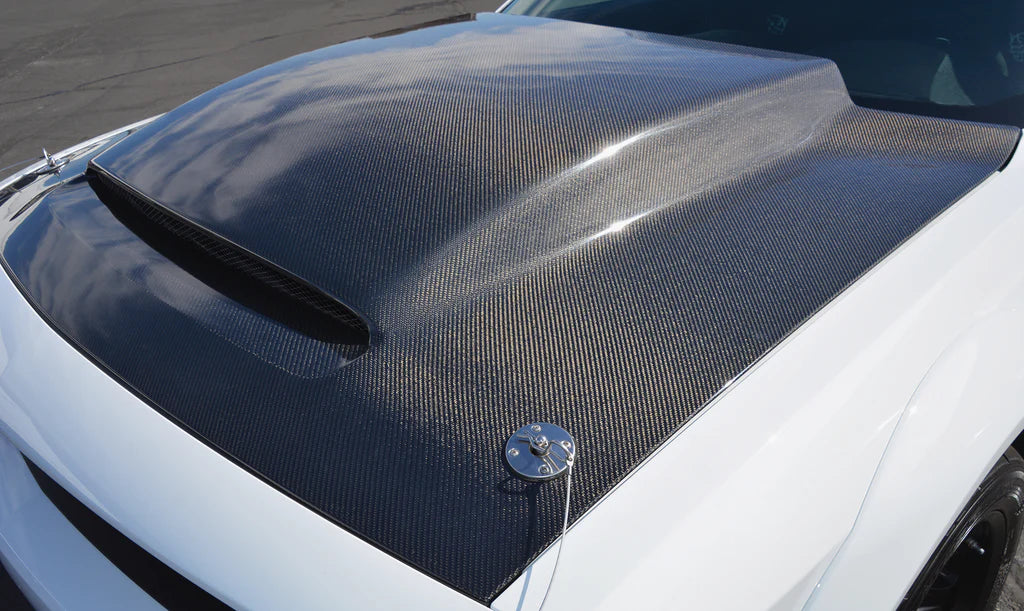 ANDERSON COMPOSITES 2018-2023 DODGE CHALLENGER DEMON COWL-STYLE CARBON FIBER HOOD