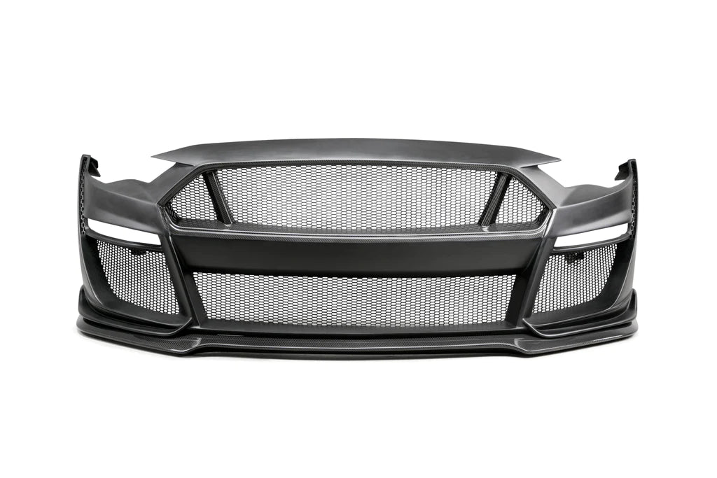 Anderson Composites 2018-2023 FORD MUSTANG TYPE-ST (GT500 STYLE) FIBERGLASS FRONT BUMPER WITH CARBON FIBER GRILLE/FRONT LIP