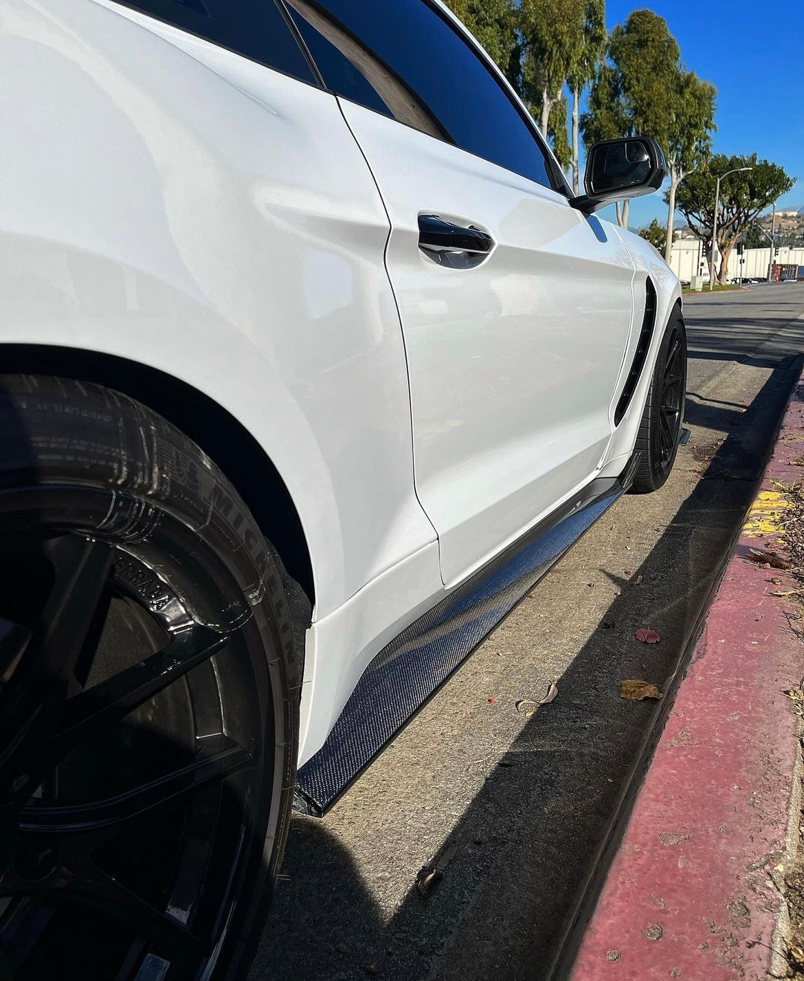 Anderson Composites 2015 - 2023 MUSTANG GT350 STYLE CARBON FIBER SIDE ROCKER PANEL SPLITTERS (PAIR)