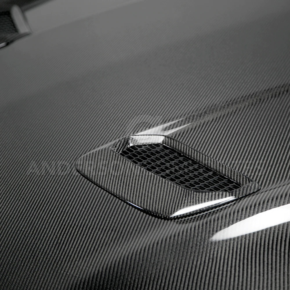 2018-2023 FORD MUSTANG TYPE-OE DOUBLE SIDED CARBON FIBER HOOD